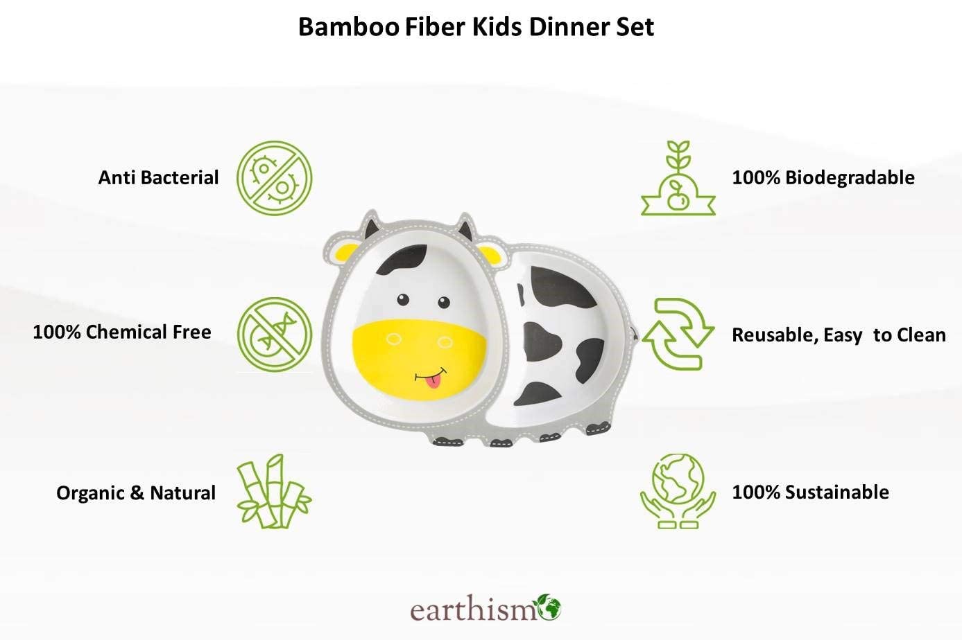 π ARNIYAVALA Bamboo Fiber Dinner Set β Cow Design π β 5-Piece Tableware Set for Weaning Toddlers & Self-Feeding Baby π½οΈπ±