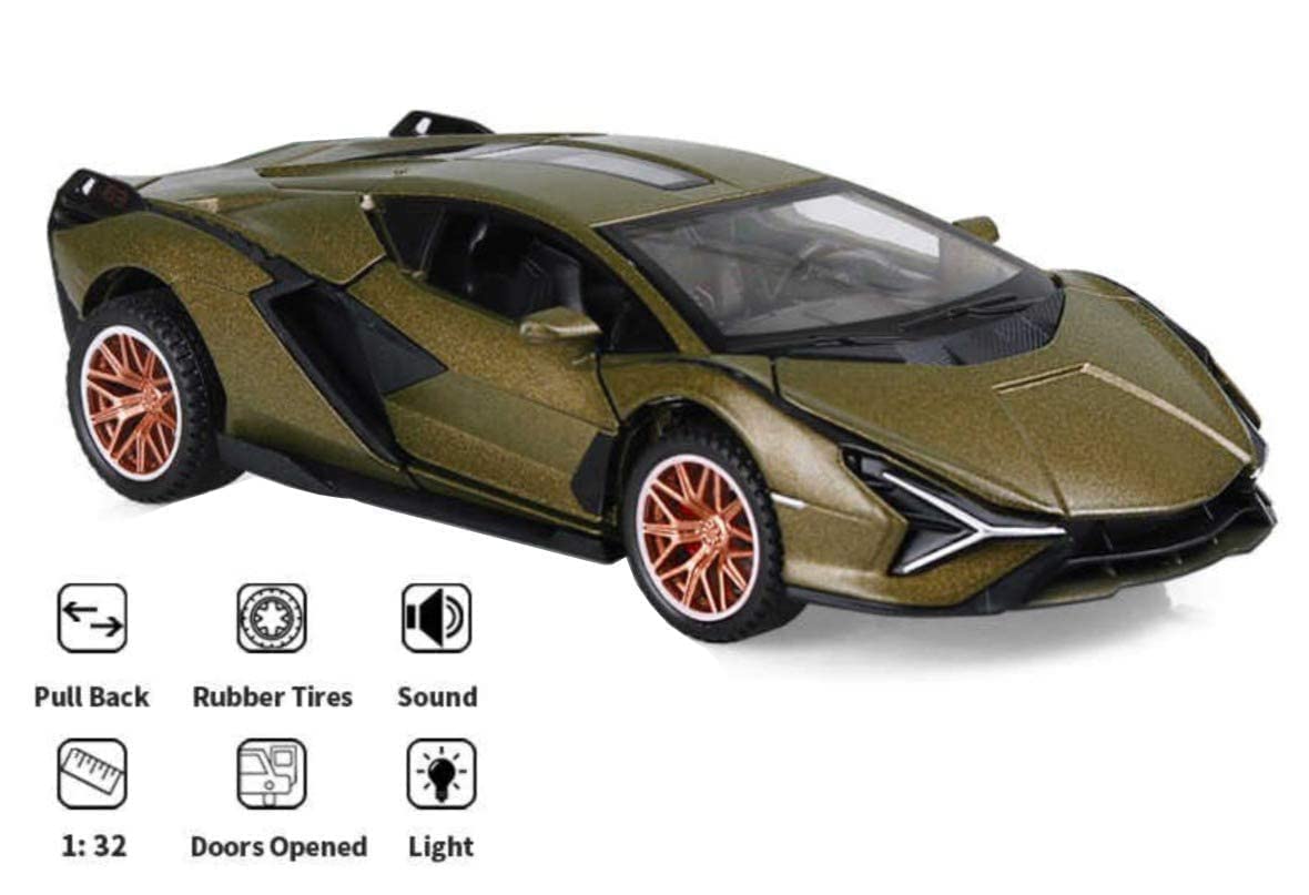 ARNIYAVALA 1:32 Lamborghini Military Toy Car π Metal Pull Back Diecast Car π οΈ with Openable Doors πͺ and Sound πΆ & Light π‘ Effects