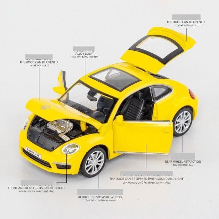ARNIYAVALA 1:32 Scale Volkswagen Beetle Diecast Metal Pullback Toy Car π with Openable Doors πͺ, Realistic Sound πΆ, LED Light Effects π‘