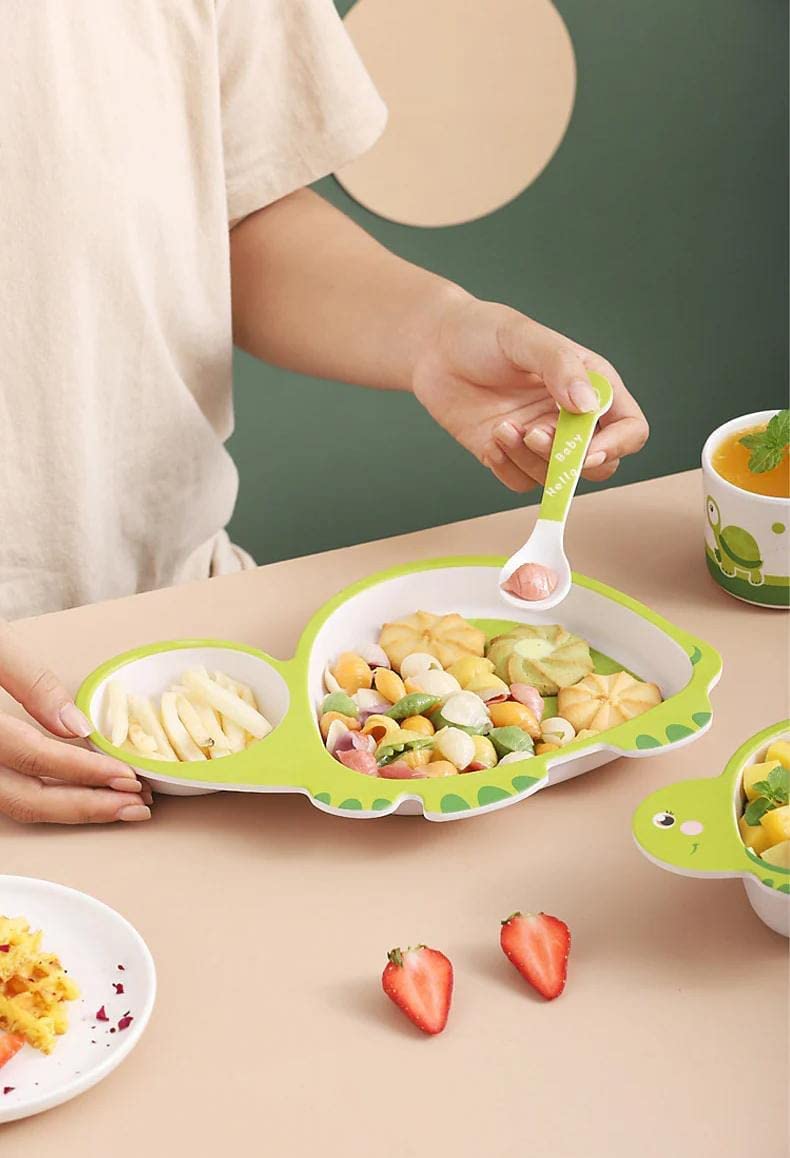 π ARNIYAVALA Bamboo Baby Tableware Set - Turtle Design π’ β Eco-Friendly Bamboo Fiber Dinner Set for Weaning Toddlers & Kids π½οΈπ±