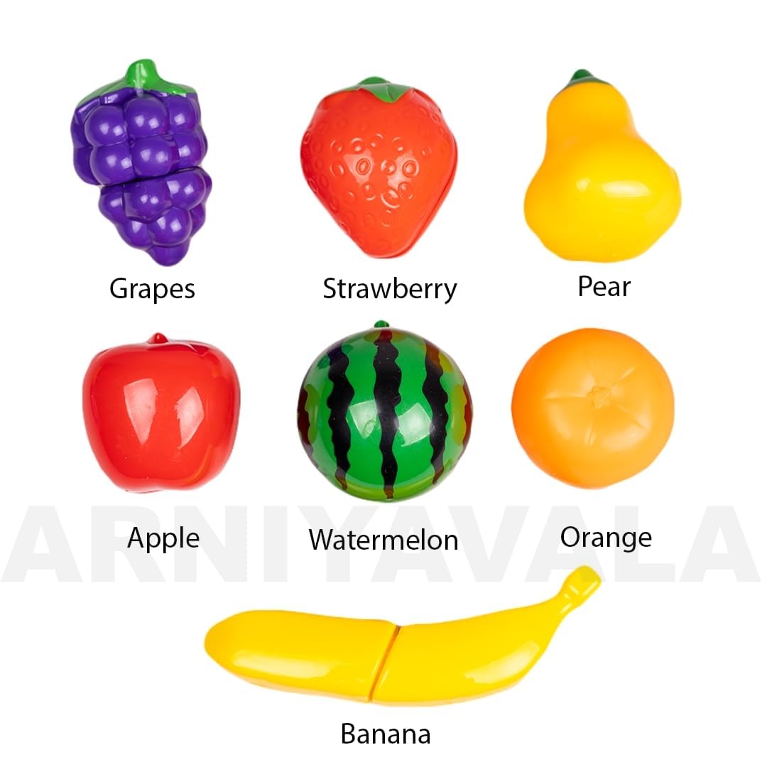 Arniyavala Chop-N-Play Fruit & Veggie Kit | 15-Piece Sliceable Fruits & Vegetables, Cutting Board & Knife, Kids Pretend Play Kitchen Toy Set ππͺπ