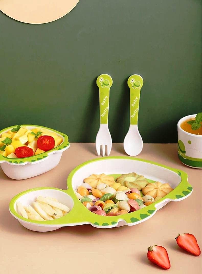 π ARNIYAVALA Bamboo Baby Tableware Set - Turtle Design π’ β Eco-Friendly Bamboo Fiber Dinner Set for Weaning Toddlers & Kids π½οΈπ±