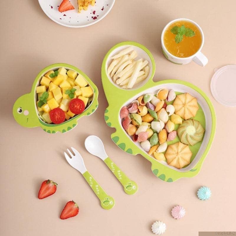 π ARNIYAVALA Bamboo Baby Tableware Set - Turtle Design π’ β Eco-Friendly Bamboo Fiber Dinner Set for Weaning Toddlers & Kids π½οΈπ±