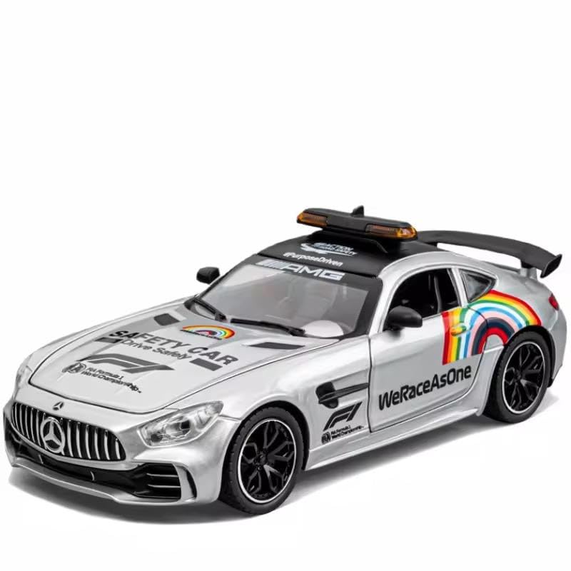 💕ARNIYAVALA 1/24 Mercedes AMG GTR Safety Car F1 Sport Car Model Alloy Diecast with Pullback Action, Light & Sound Effects 🚗💨 – Premium Collectible for Kids & Car Enthusiasts! 🎁✨