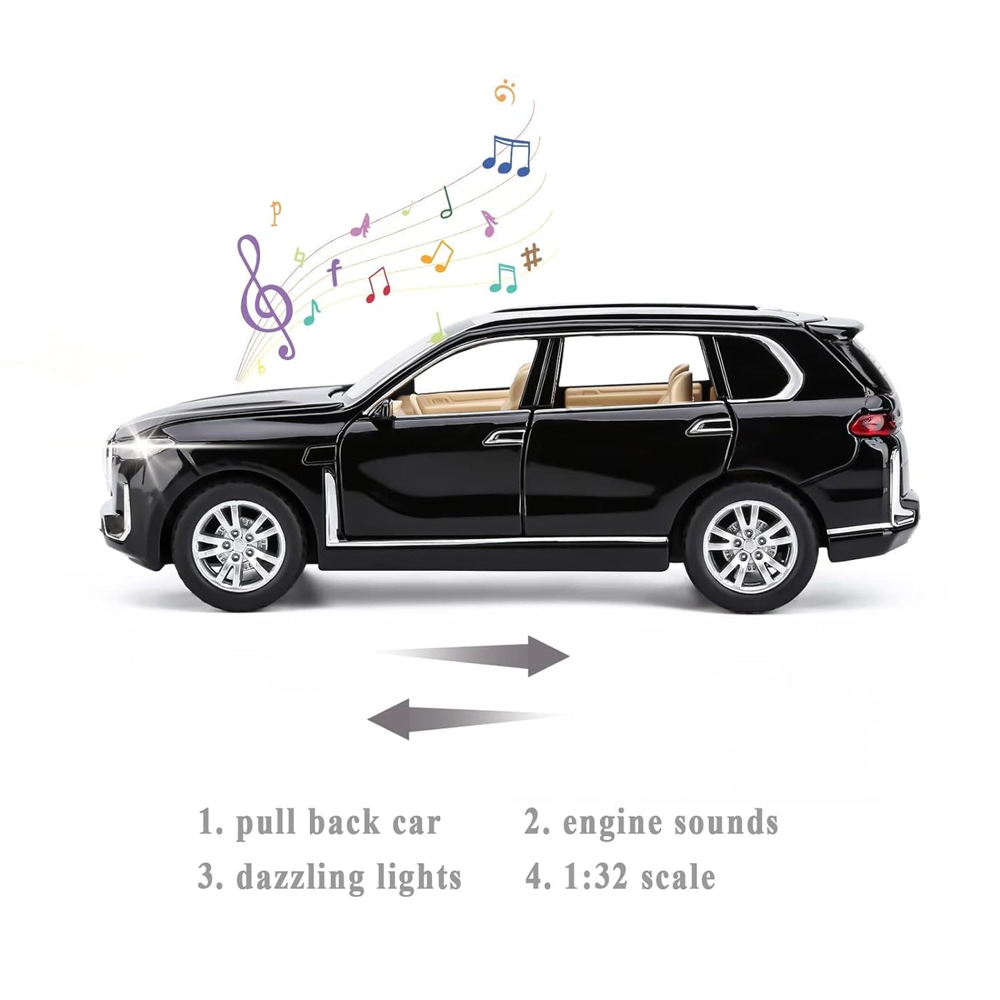 ARNIYAVALA 1:32 BMW X7 Diecast SUV Toy Car π with Sound πΆ, Light π‘, Pull Back Action π οΈ, and Collectible Metal Design π§