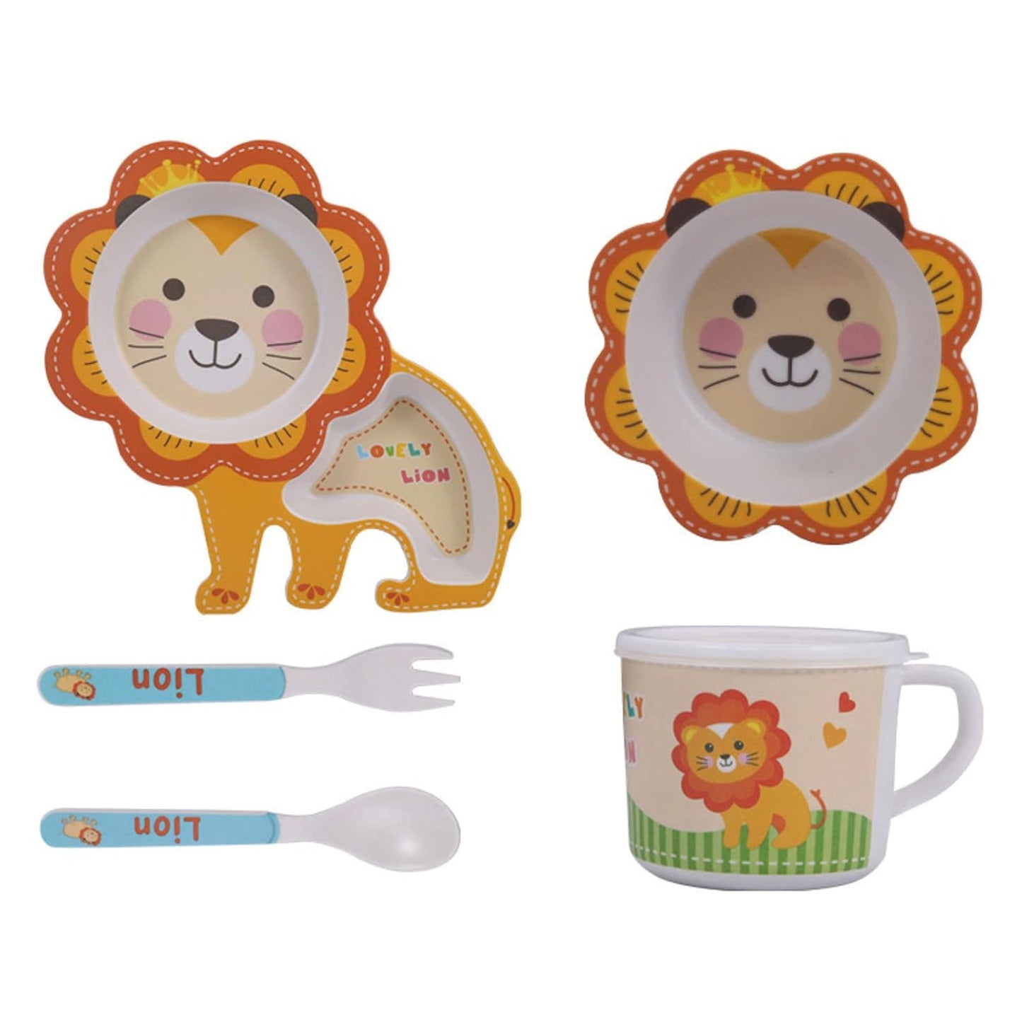 π ARNIYAVALA 5-Piece Bamboo Dinnerware Set for Kids β Safari Animal Theme π¦ β Eco-Friendly, Dishwasher Safe, Ideal for Toddlers π½οΈπ±
