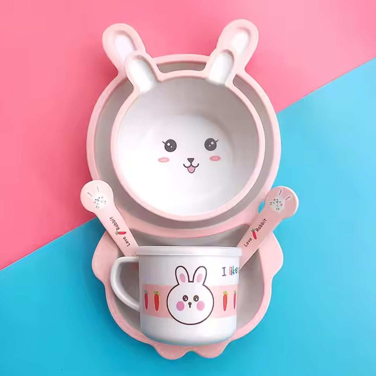 🌿ARNIYAVALA Eco-Friendly & Non-Toxic Rabbit Bamboo Baby Dinnerware Set – Fun, Safe & Sustainable! 🐰🍽️