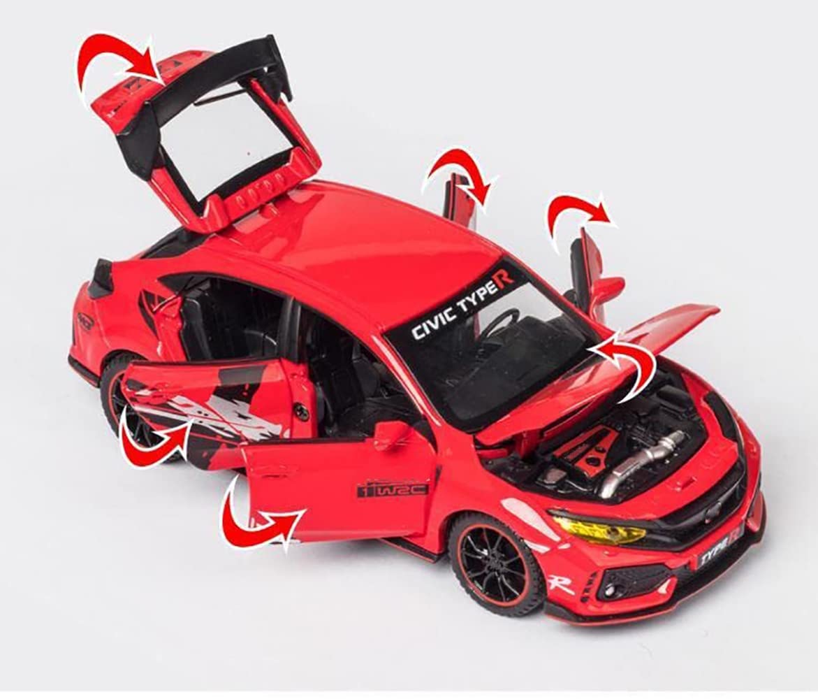 ARNIYAVALA 1:32 Scale Civic Type R Diecast Alloy Metal Pull Back Toy Car π, with Openable Doors πͺ, Music πΆ, Sound π, and Light π‘ Effects