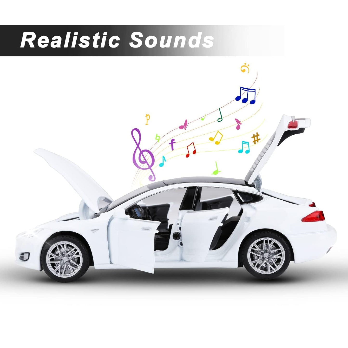 ARNIYAVALA 1:32 Tesla Model S Toy Car π Metal Pull Back Diecast Car π οΈ with Openable Doors πͺ, Realistic Sound πΆ, and LED Light π‘ Effects