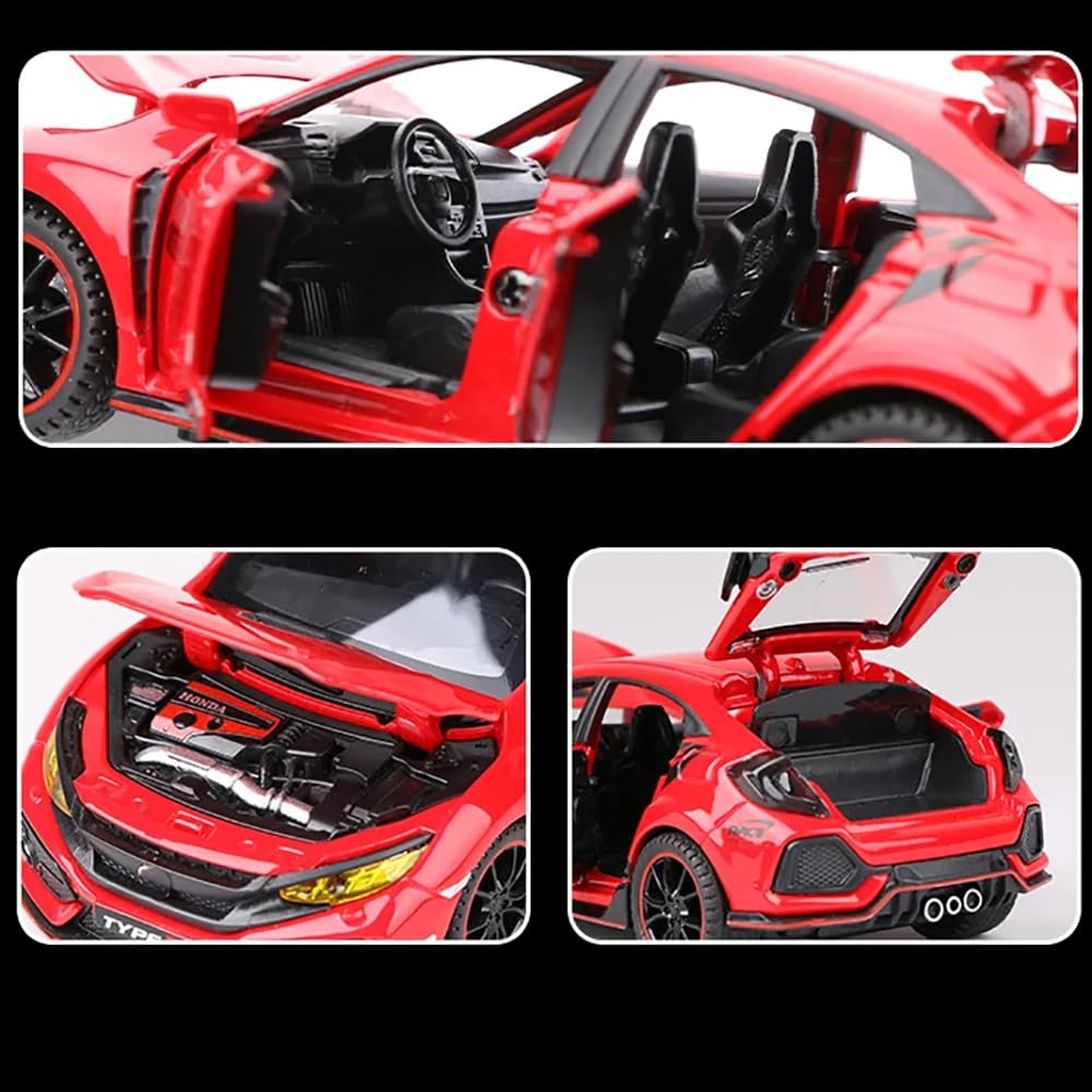 ARNIYAVALA 1:32 Scale Civic Type R Diecast Alloy Metal Pull Back Toy Car π, with Openable Doors πͺ, Music πΆ, Sound π, and Light π‘ Effects