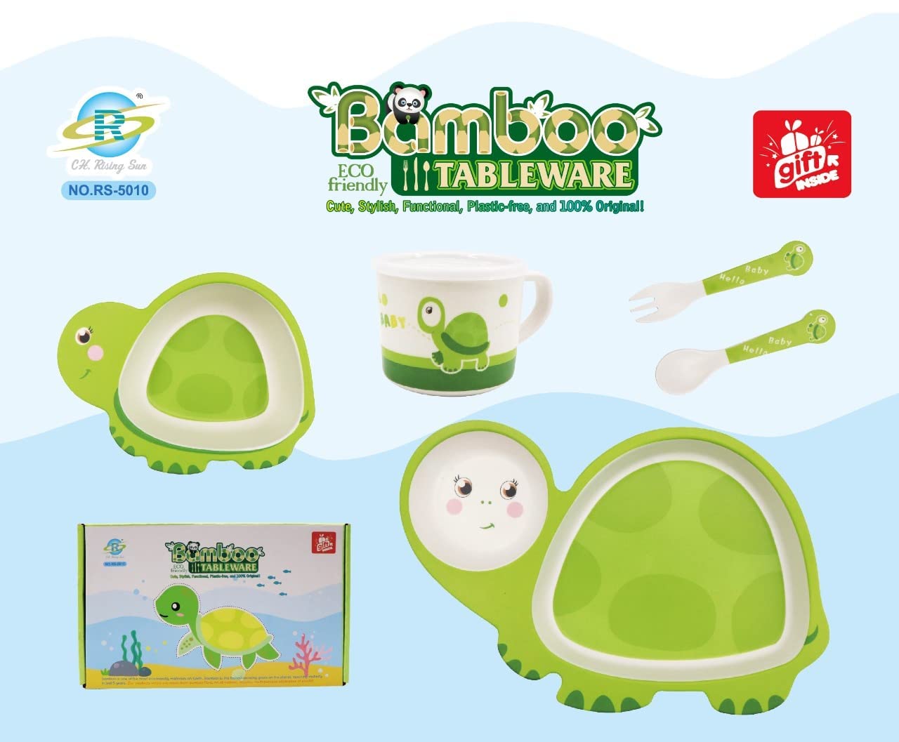 π ARNIYAVALA Bamboo Baby Tableware Set - Turtle Design π’ β Eco-Friendly Bamboo Fiber Dinner Set for Weaning Toddlers & Kids π½οΈπ±