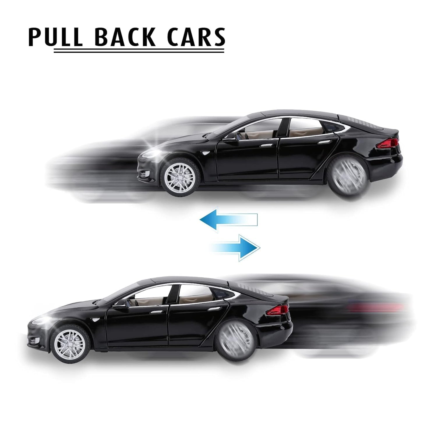 ARNIYAVALA 1:32 Tesla Model S Toy Car π Metal Pull Back Diecast Car π οΈ with Openable Doors πͺ, Realistic Sound πΆ, and LED Light π‘ Effects