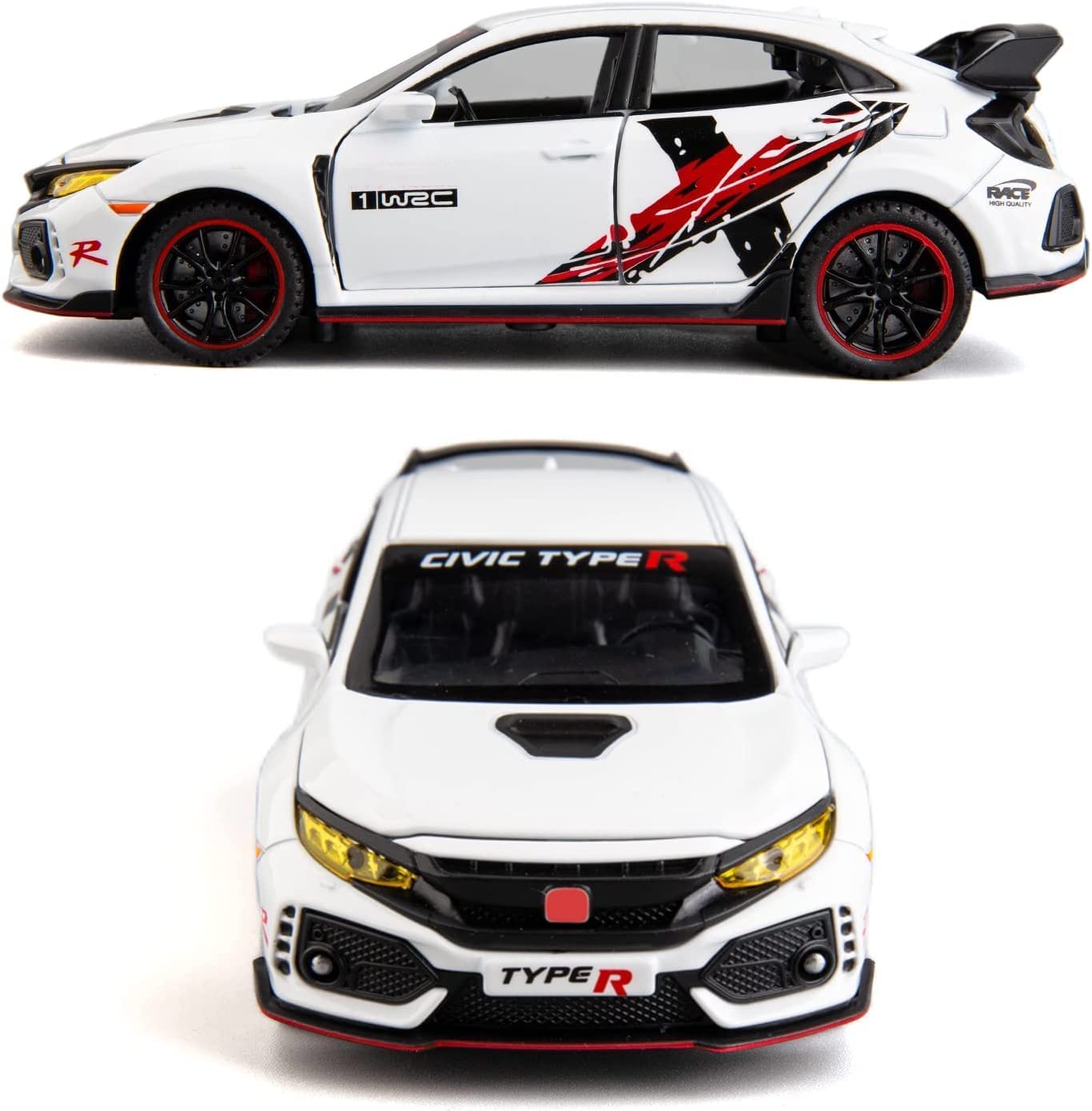 ARNIYAVALA 1:32 Scale Civic Type R Diecast Alloy Metal Pull Back Toy Car π, with Openable Doors πͺ, Music πΆ, Sound π, and Light π‘ Effects