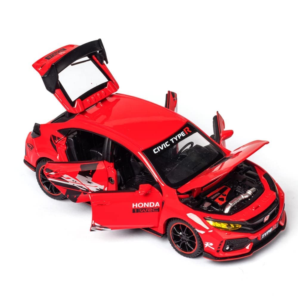 ARNIYAVALA 1:32 Scale Civic Type R Diecast Alloy Metal Pull Back Toy Car π, with Openable Doors πͺ, Music πΆ, Sound π, and Light π‘ Effects
