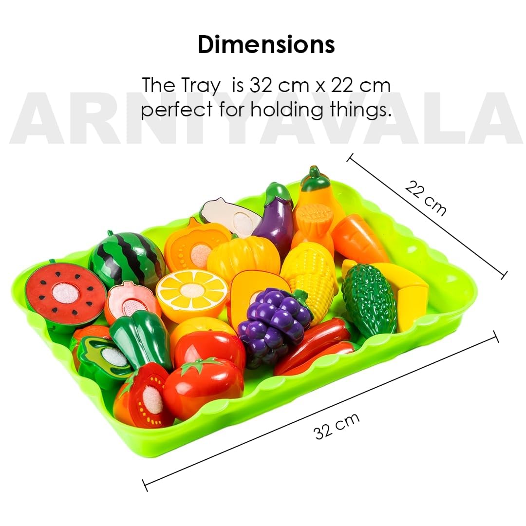 Arniyavala Chop-N-Play Fruit & Veggie Kit | 15-Piece Sliceable Fruits & Vegetables, Cutting Board & Knife, Kids Pretend Play Kitchen Toy Set ππͺπ