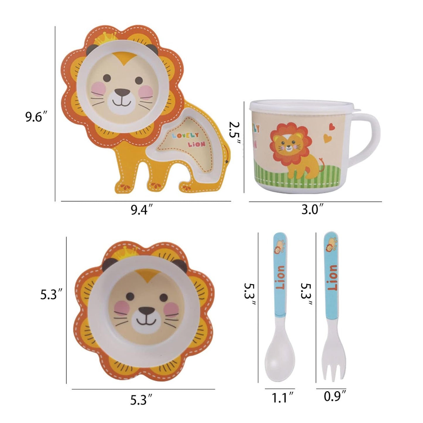 π ARNIYAVALA 5-Piece Bamboo Dinnerware Set for Kids β Safari Animal Theme π¦ β Eco-Friendly, Dishwasher Safe, Ideal for Toddlers π½οΈπ±