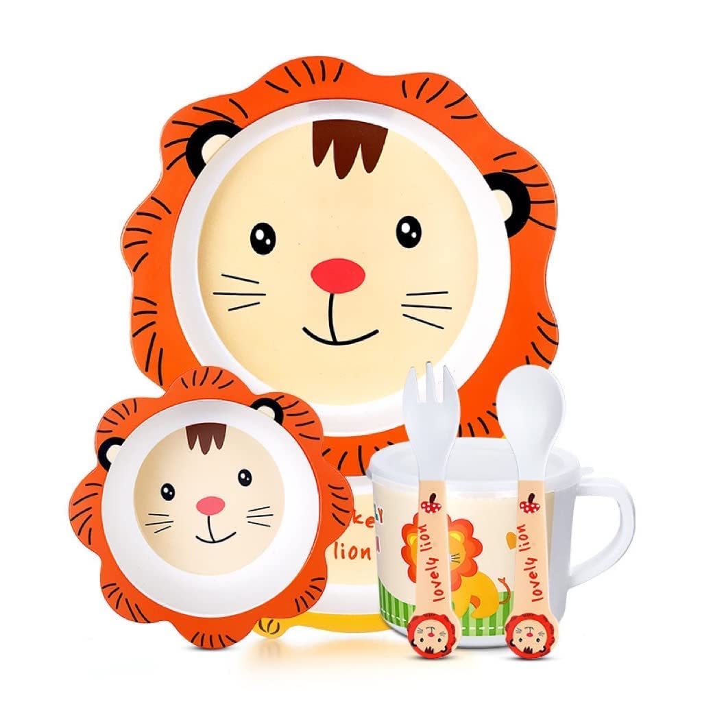π ARNIYAVALA Lion Bamboo Fiber Dinner Set π¦ β Eco-Friendly 5-Piece Tableware Set for Toddlers & Kids π½οΈπ±