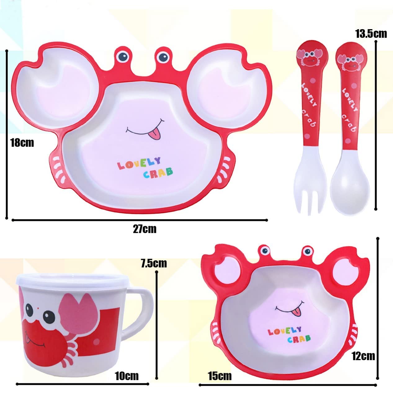 π ARNIYAVALA Crab Bamboo Fiber Kids 5-Piece Dinner Set π¦ β Eco-Friendly, Self-Feeding Baby Tableware for Weaning Children π½οΈπ±