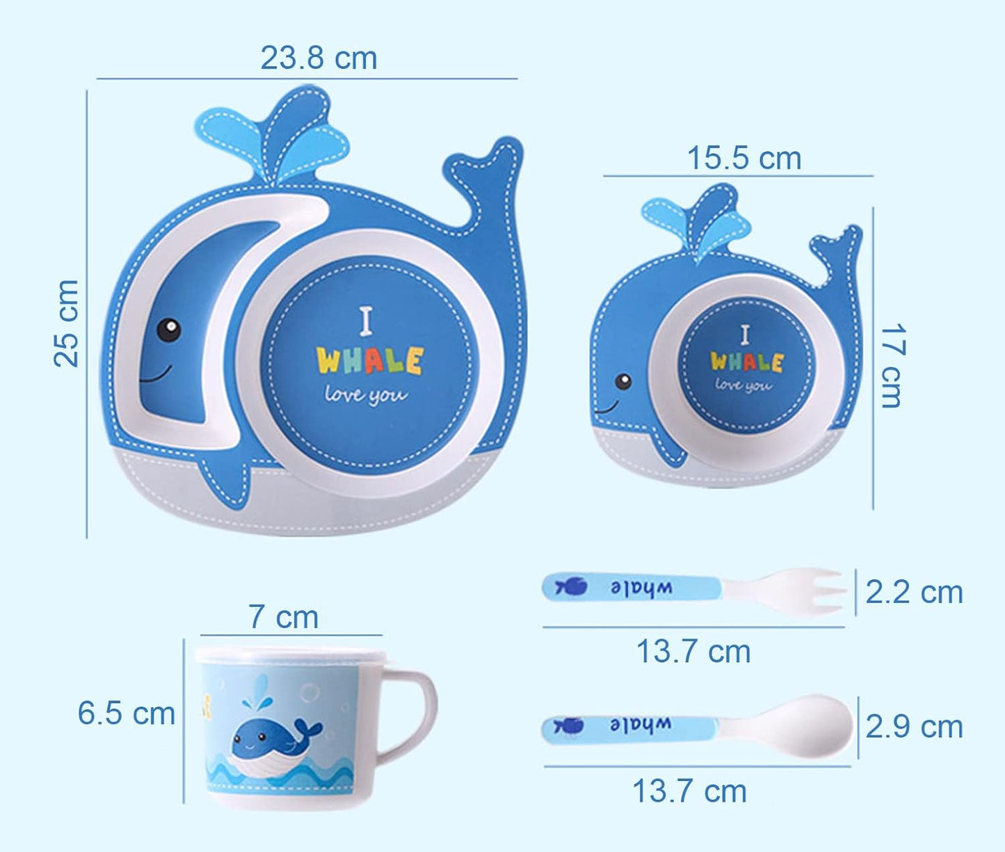 π ARNIYAVALA Whale Big 5-Piece Bamboo Fiber Dinnerware Set β Eco-Friendly, Fun, and Safe for Little Ones! ππ½οΈ
