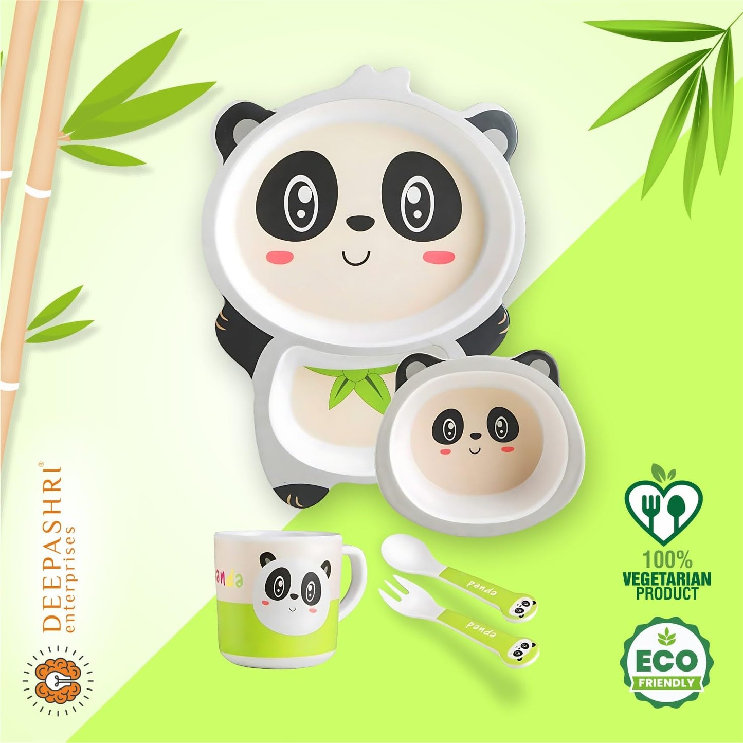 ๐ฟ ARNIYAVALA Panda 5-Piece Bamboo Fiber Dinnerware Set โ Eco-Friendly, Non-Toxic & Adorable Panda Design! ๐ผ๐ฝ๏ธ