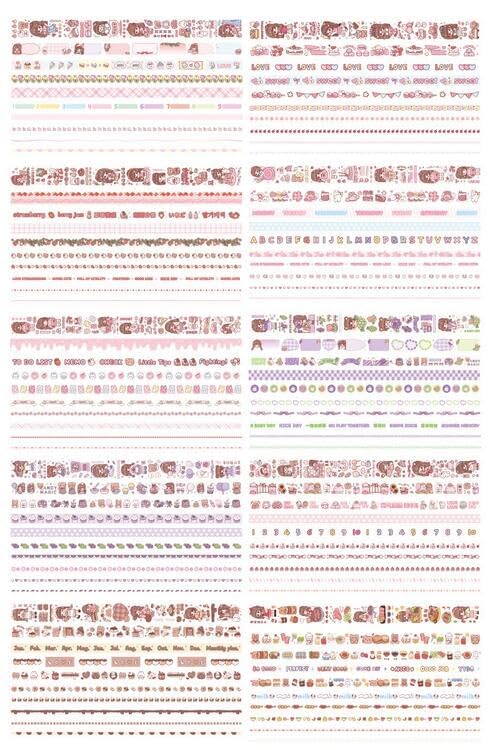 Washi Tape Set - 100 Pcs Designer Decorative Masking Tapes with 20 Pcs Kawaii Stickers, Tweezer, Pen and Spatula in 3 Layer Box, Tapes for DIY Art & Crafts, Wrapping (B)
