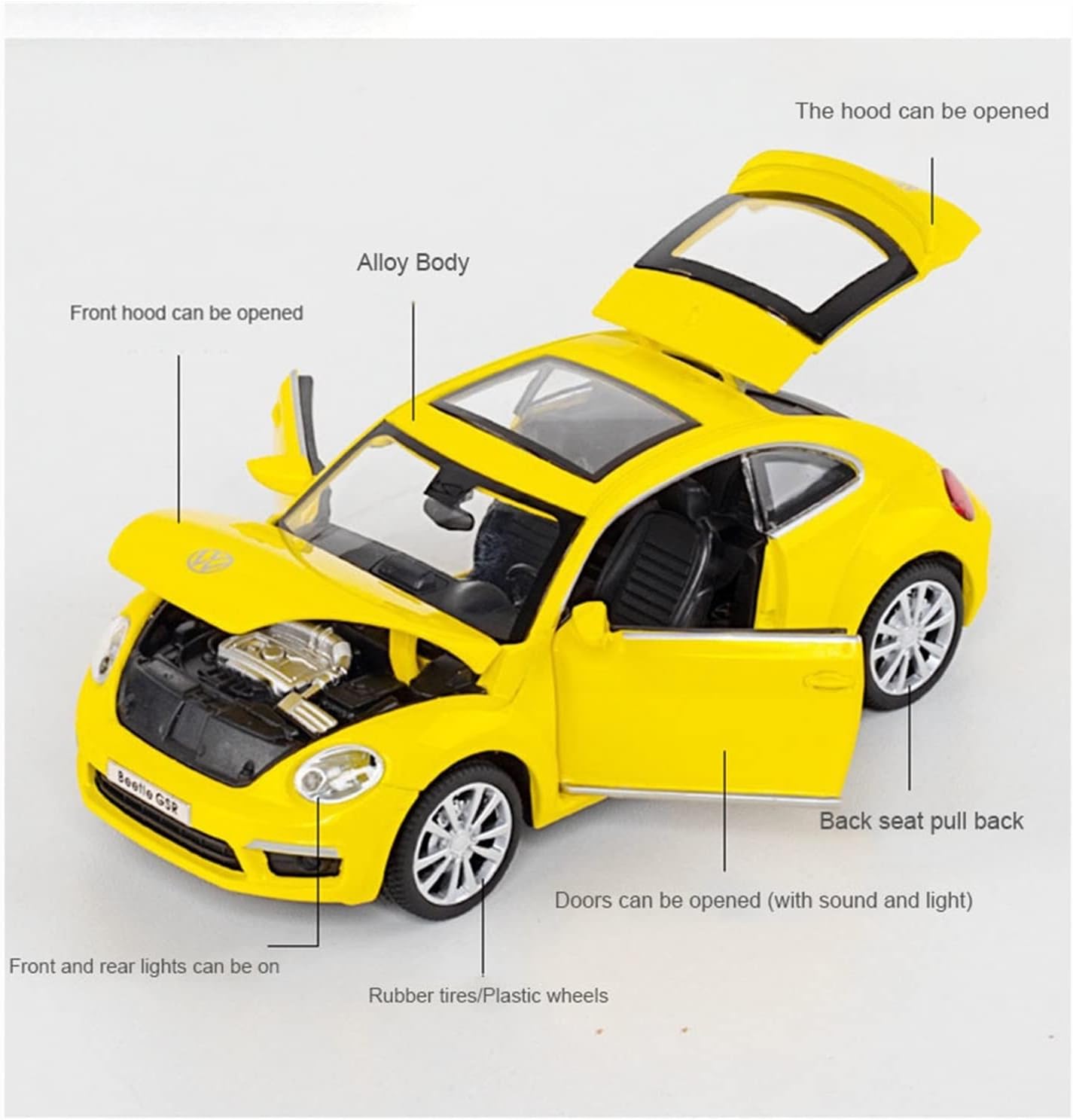 ARNIYAVALA 1:32 Scale Volkswagen Beetle Diecast Metal Pullback Toy Car π with Openable Doors πͺ, Realistic Sound πΆ, LED Light Effects π‘
