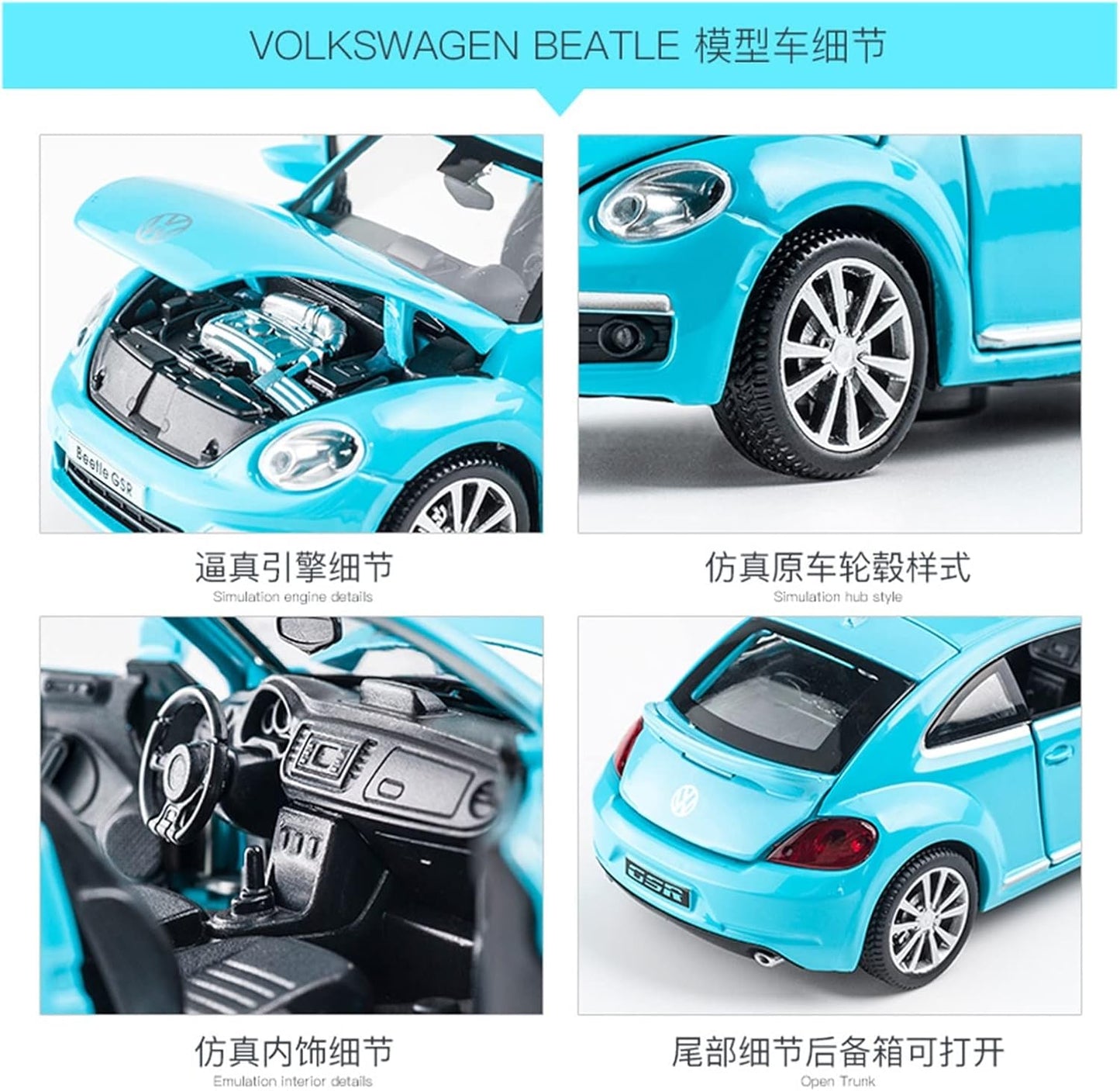 ARNIYAVALA 1:32 Scale Volkswagen Beetle Diecast Metal Pullback Toy Car π with Openable Doors πͺ, Realistic Sound πΆ, LED Light Effects π‘