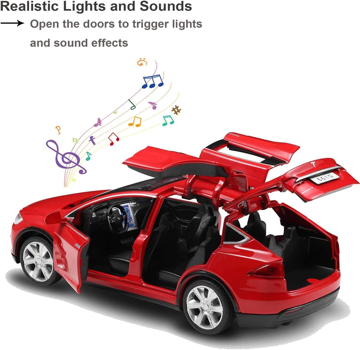 1:32 TESLA X90 MODEL Toy Car Metal Pull Back Diecast Car with Openable Door and Sound & Light Effects by ARNIYAVALA ππ
