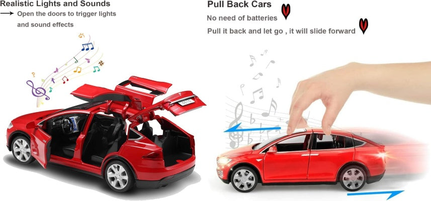 1:32 TESLA X90 MODEL Toy Car Metal Pull Back Diecast Car with Openable Door and Sound & Light Effects by ARNIYAVALA ππ