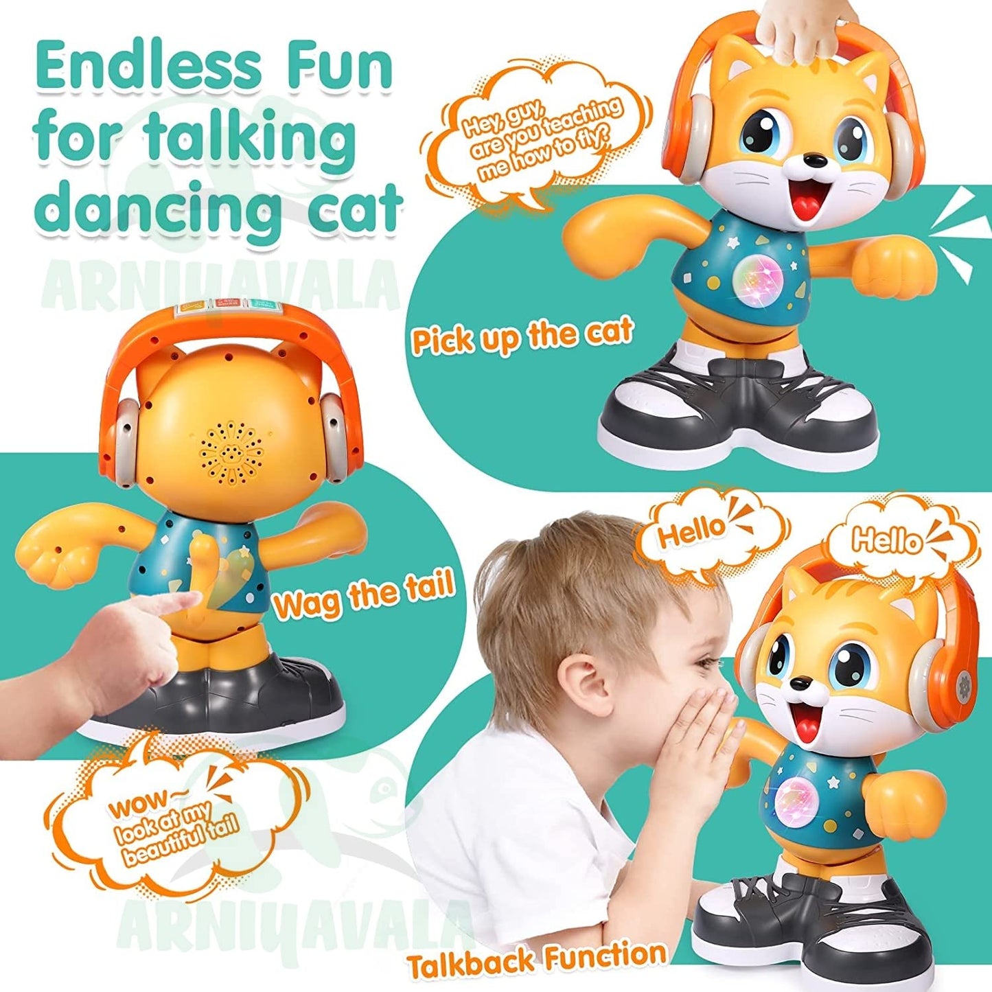 Arniyavala Melody Moves Interactive Dancing Cat | Musical Toy for Toddlers 12-18 Months | Early Learning and Educational Dancing Cat for Boys and Girls 1-3 Years 🎶🐾