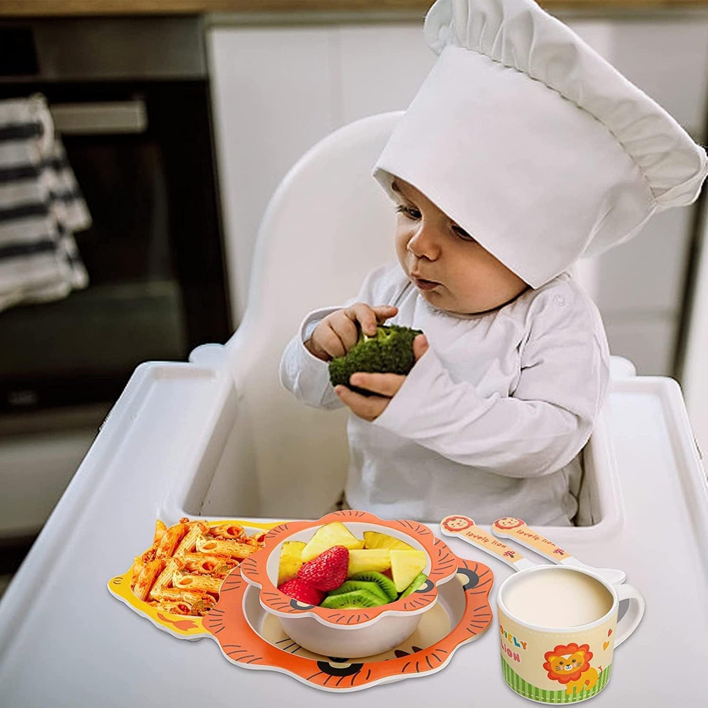 π ARNIYAVALA Lion Bamboo Fiber Dinner Set π¦ β Eco-Friendly 5-Piece Tableware Set for Toddlers & Kids π½οΈπ±