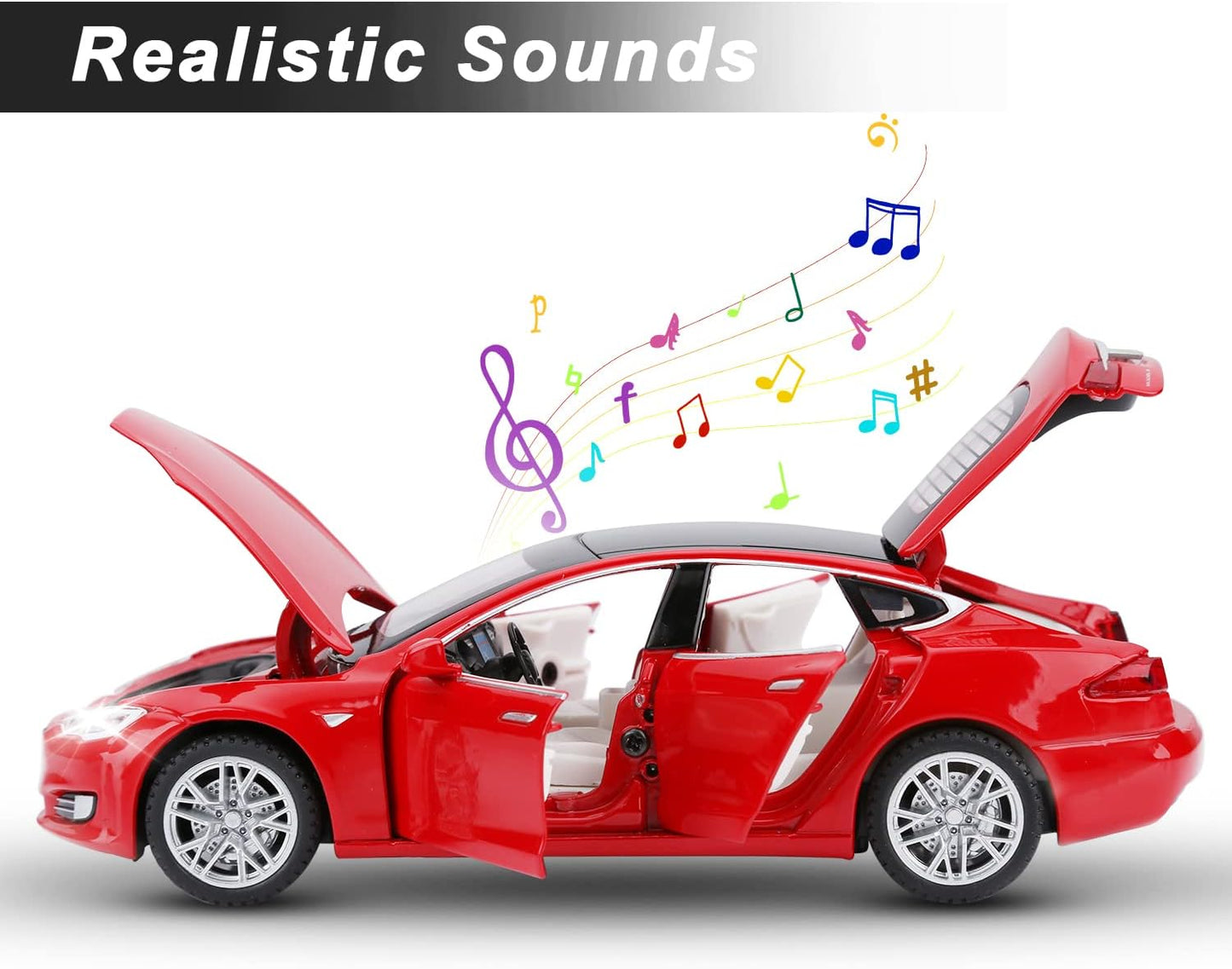 ARNIYAVALA 1:32 Tesla Model S Toy Car π Metal Pull Back Diecast Car π οΈ with Openable Doors πͺ, Realistic Sound πΆ, and LED Light π‘ Effects