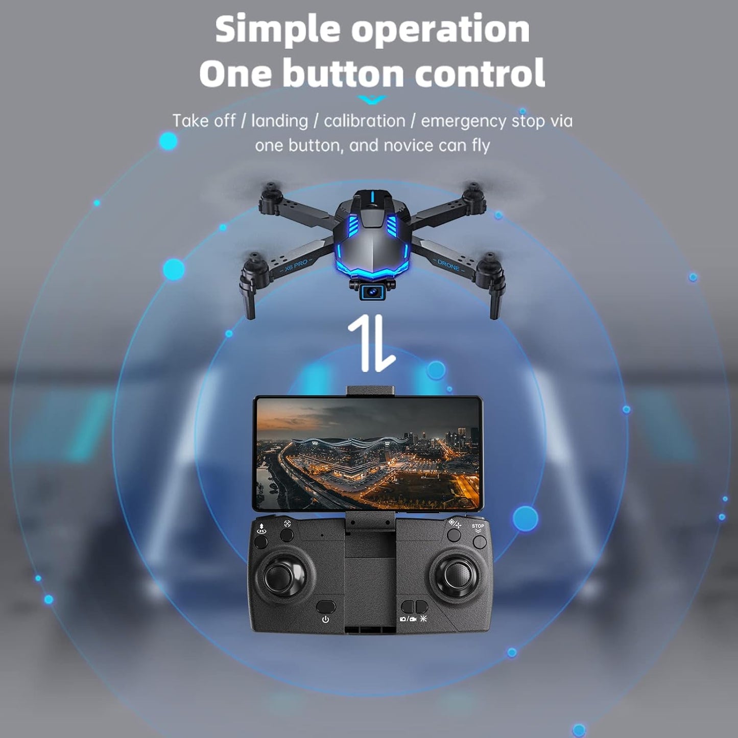 Drone with 1080P Dual Camera for Kids Beginners Adults,Optical Flow Positioning & Altitude Hold,Intelligent Obstacle Avoidance,Toys Gifts for Boys Girls ,One Key Start/Landing/Calibrate,360° Flips,X6 Pro FPV WiFi RC Quadcopter, 2 batteries