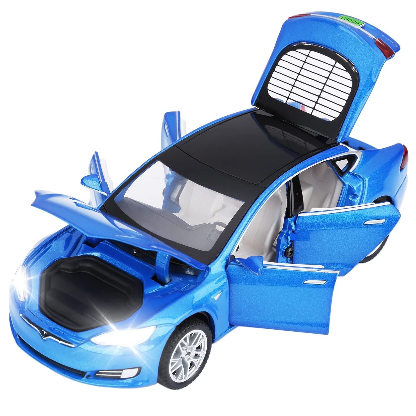 ARNIYAVALA 1:32 Tesla Model S Toy Car π Metal Pull Back Diecast Car π οΈ with Openable Doors πͺ, Realistic Sound πΆ, and LED Light π‘ Effects