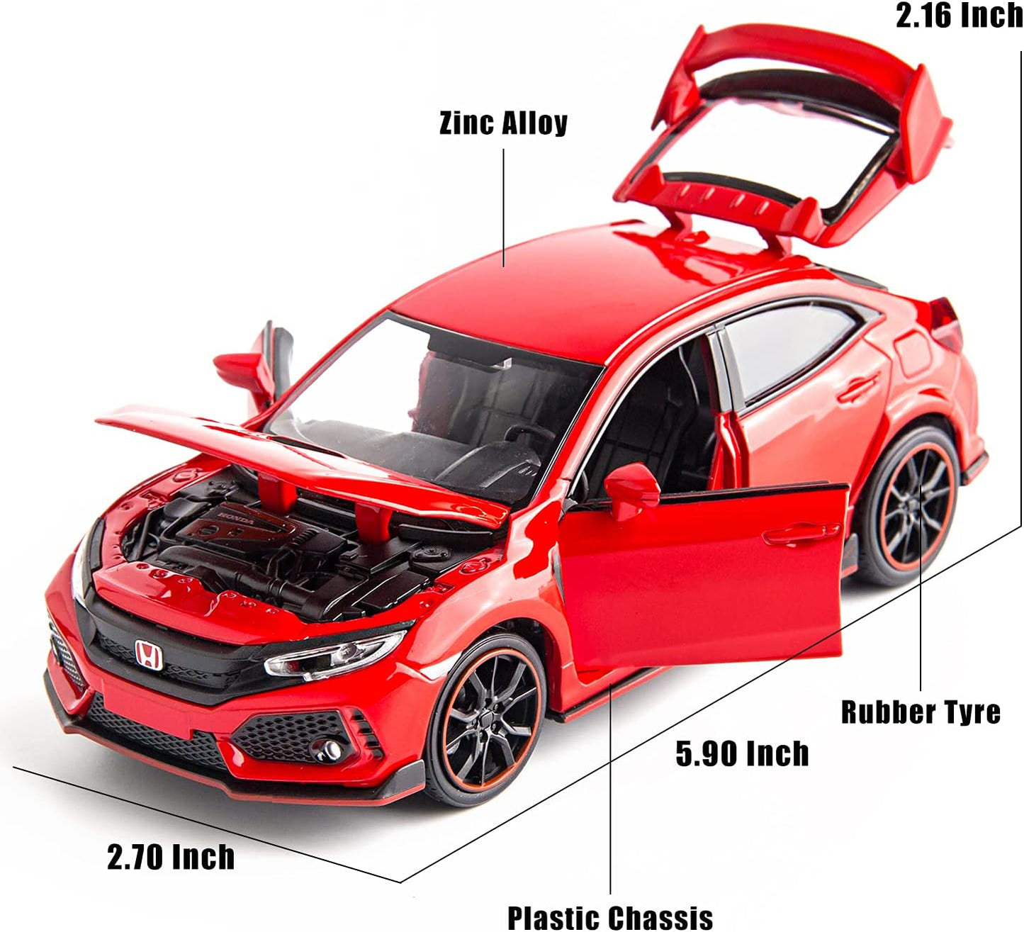 ARNIYAVALA 1:32 Scale Civic Type R Diecast Alloy Metal Pull Back Toy Car π, with Openable Doors πͺ, Music πΆ, Sound π, and Light π‘ Effects