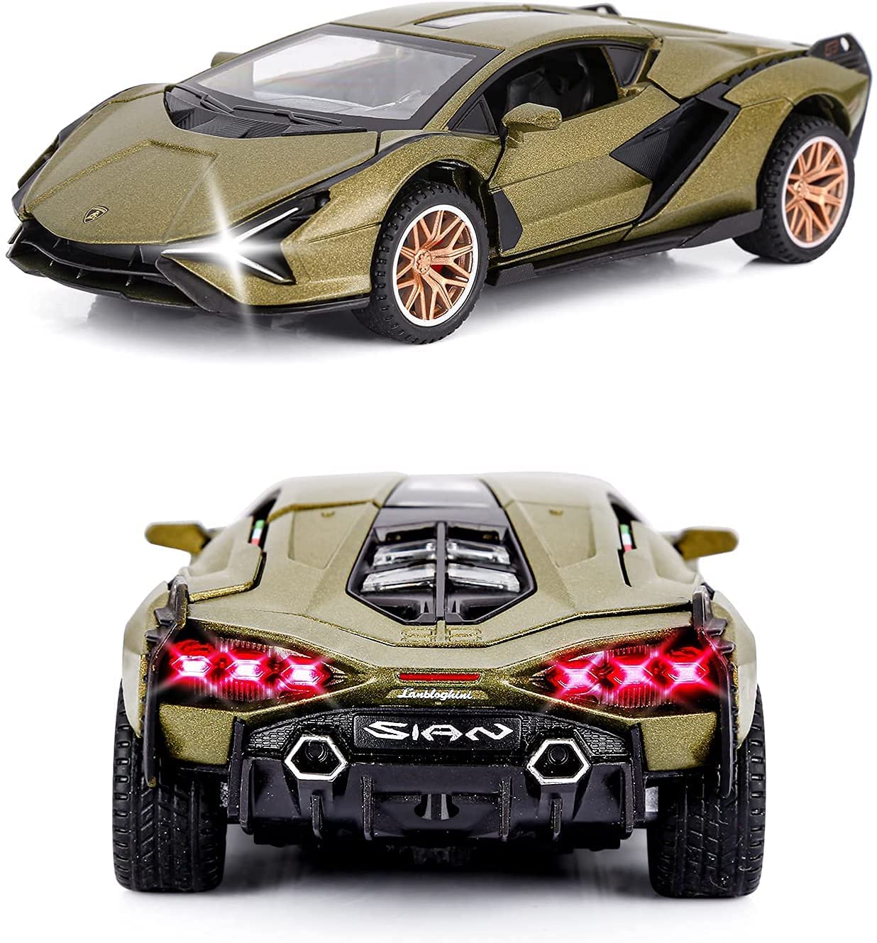 ARNIYAVALA 1:32 Lamborghini Military Toy Car π Metal Pull Back Diecast Car π οΈ with Openable Doors πͺ and Sound πΆ & Light π‘ Effects