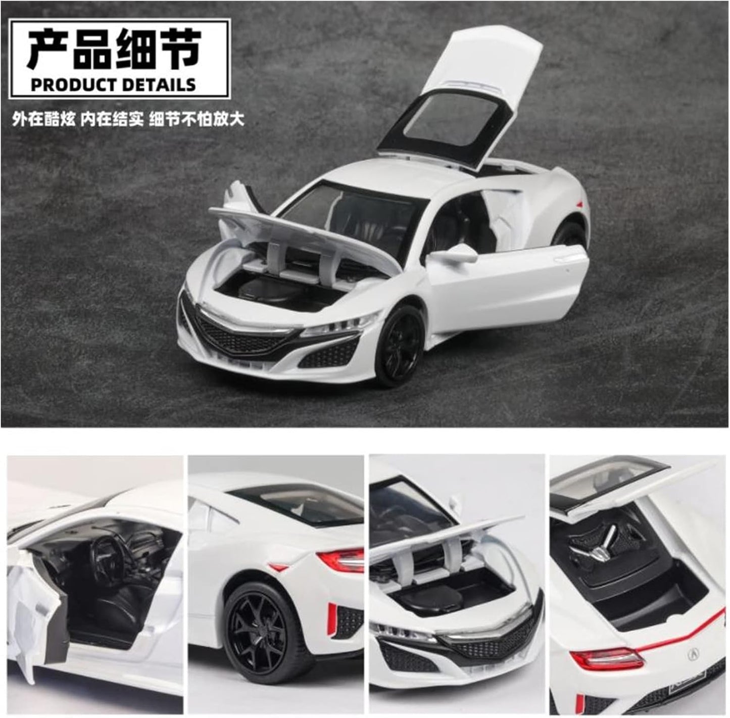 ARNIYAVALA Acura NSX Sport 1:32 Scale Die-cast Alloy Metal Pull-Back Toy Car for Kids with Openable Doors & Light Effects ππ‘