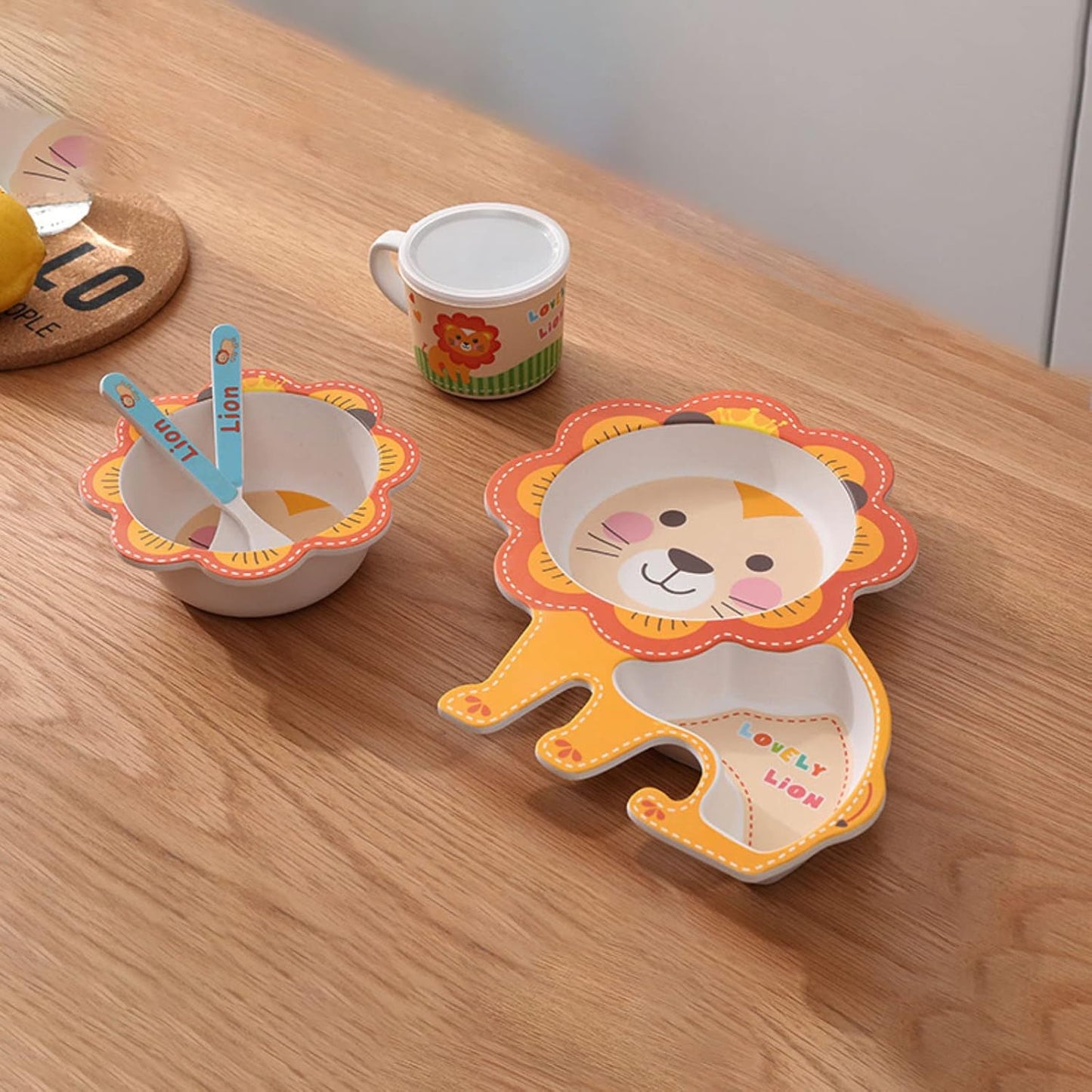 π ARNIYAVALA 5-Piece Bamboo Dinnerware Set for Kids β Safari Animal Theme π¦ β Eco-Friendly, Dishwasher Safe, Ideal for Toddlers π½οΈπ±