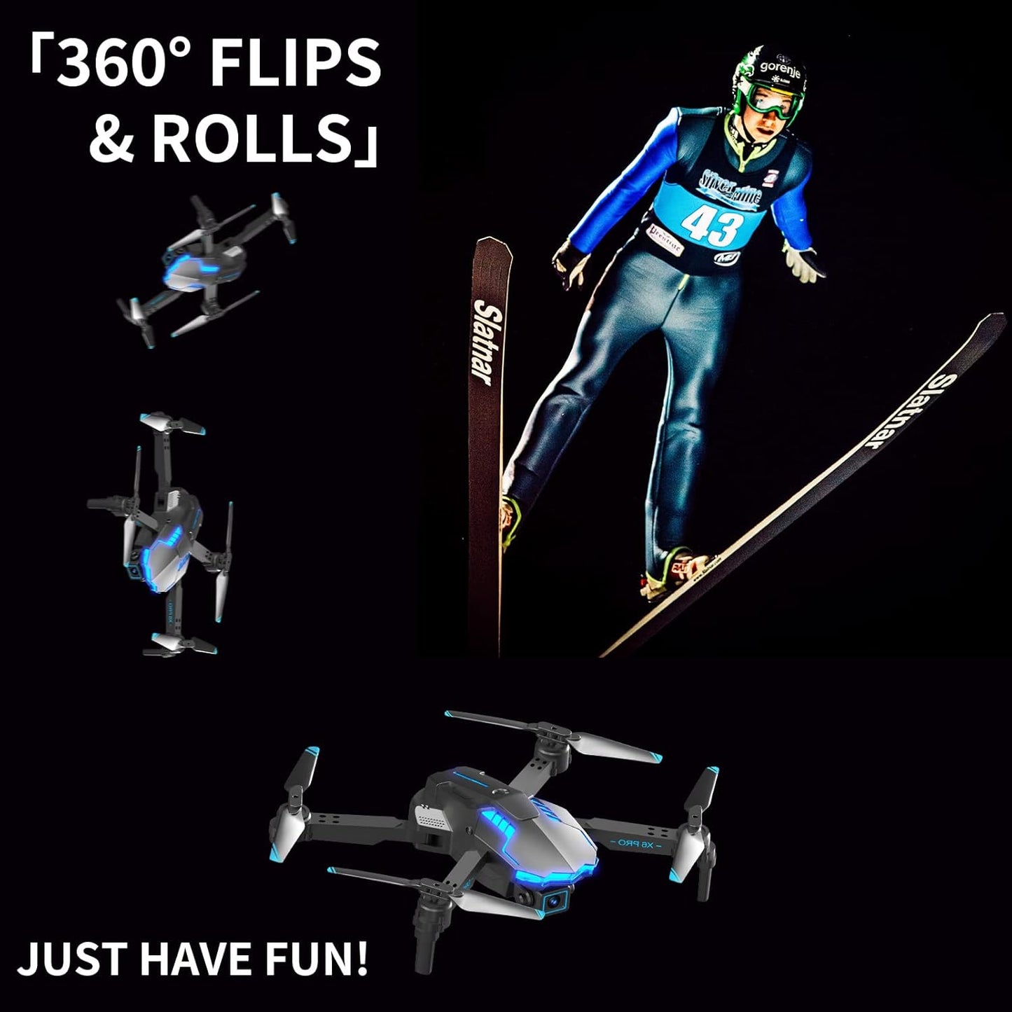 Drone with 1080P Dual Camera for Kids Beginners Adults,Optical Flow Positioning & Altitude Hold,Intelligent Obstacle Avoidance,Toys Gifts for Boys Girls ,One Key Start/Landing/Calibrate,360° Flips,X6 Pro FPV WiFi RC Quadcopter, 2 batteries
