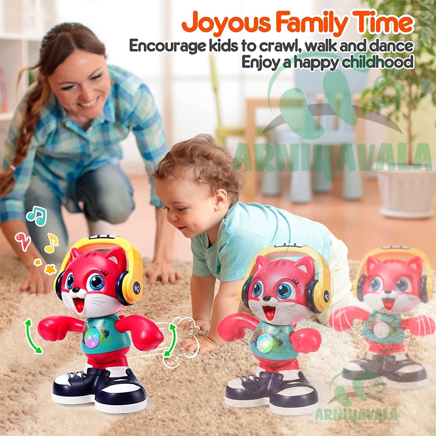 Arniyavala Melody Moves Interactive Dancing Cat | Musical Toy for Toddlers 12-18 Months | Early Learning and Educational Dancing Cat for Boys and Girls 1-3 Years 🎶🐾