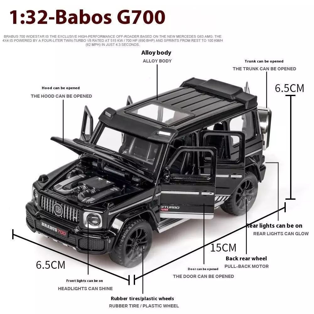 ARNIYAVALA 1:32 Brabus G700 SUV Off-road Model Car Diecast Toy Car for Kids π Pull Back Action, Realistic Design with Lights & Sound Effects πΆπ‘