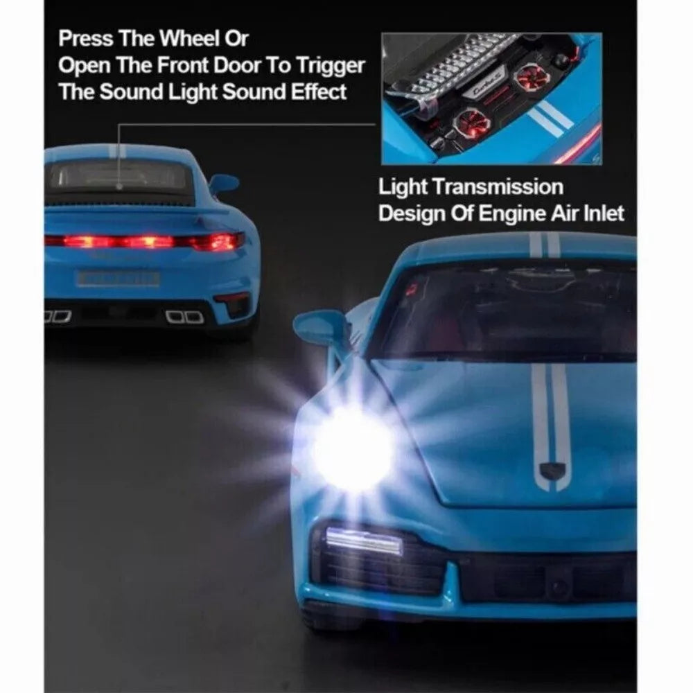 ARNIYAVALA 1:32 Porsche Carrera 911 Diecast Toy Car Model π with Pull Back Action, Realistic Sound πΆ and LED Light π‘, Collectible Model Car for Kids and Enthusiasts