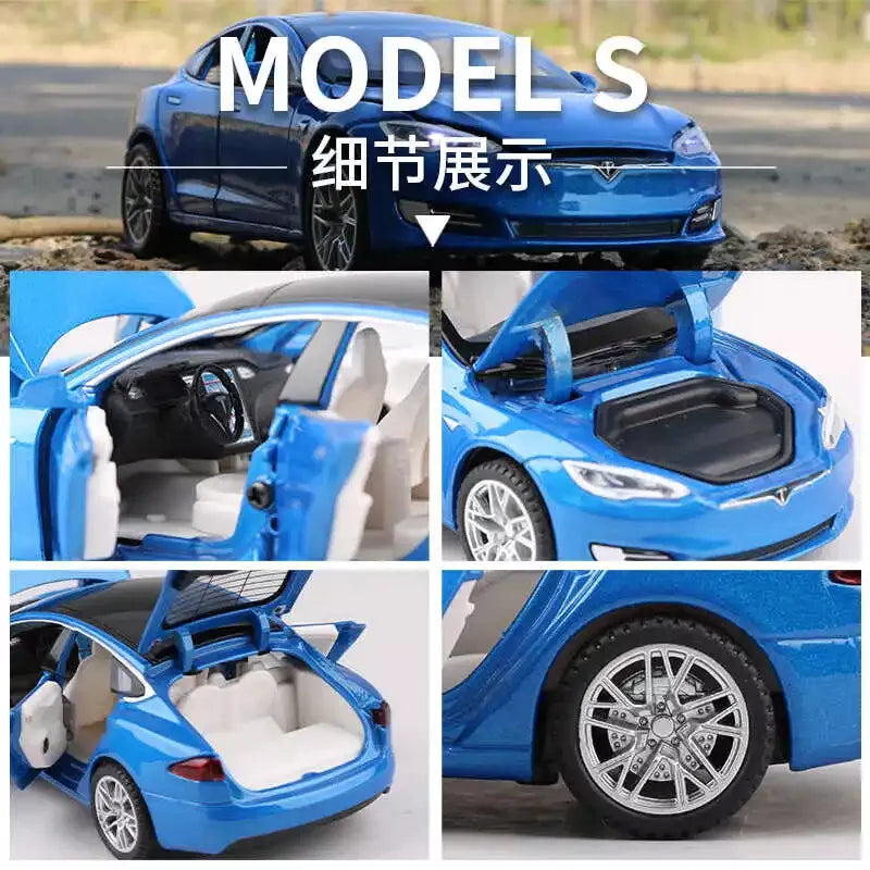 ARNIYAVALA 1:32 Tesla Model S Toy Car π Metal Pull Back Diecast Car π οΈ with Openable Doors πͺ, Realistic Sound πΆ, and LED Light π‘ Effects