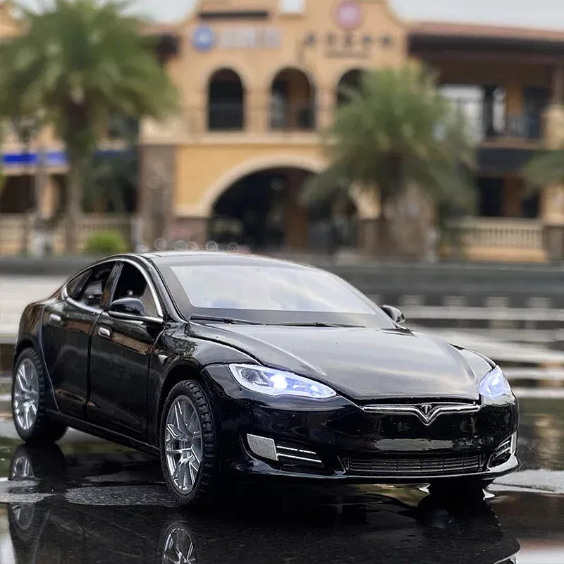 ARNIYAVALA 1:32 Tesla Model S Toy Car π Metal Pull Back Diecast Car π οΈ with Openable Doors πͺ, Realistic Sound πΆ, and LED Light π‘ Effects
