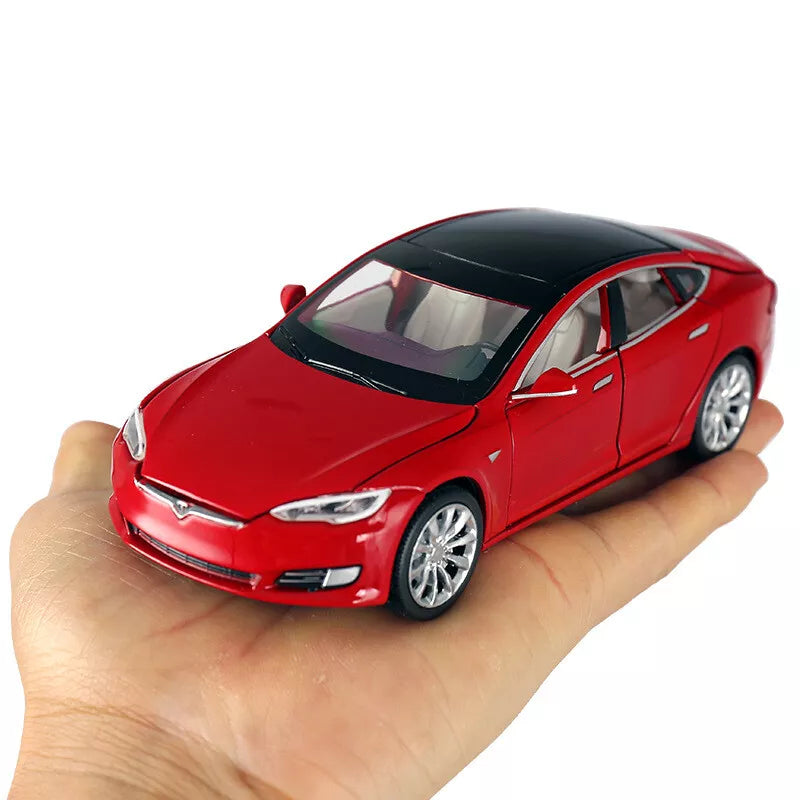ARNIYAVALA 1:32 Tesla Model S Toy Car π Metal Pull Back Diecast Car π οΈ with Openable Doors πͺ, Realistic Sound πΆ, and LED Light π‘ Effects