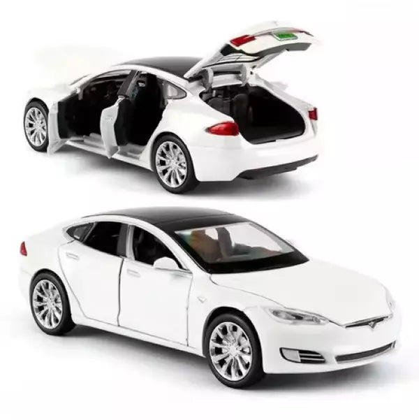 ARNIYAVALA 1:32 Tesla Model S Toy Car π Metal Pull Back Diecast Car π οΈ with Openable Doors πͺ, Realistic Sound πΆ, and LED Light π‘ Effects
