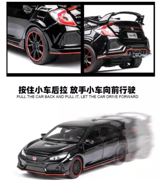 ARNIYAVALA 1:32 Scale Civic Type R Diecast Alloy Metal Pull Back Toy Car π, with Openable Doors πͺ, Music πΆ, Sound π, and Light π‘ Effects