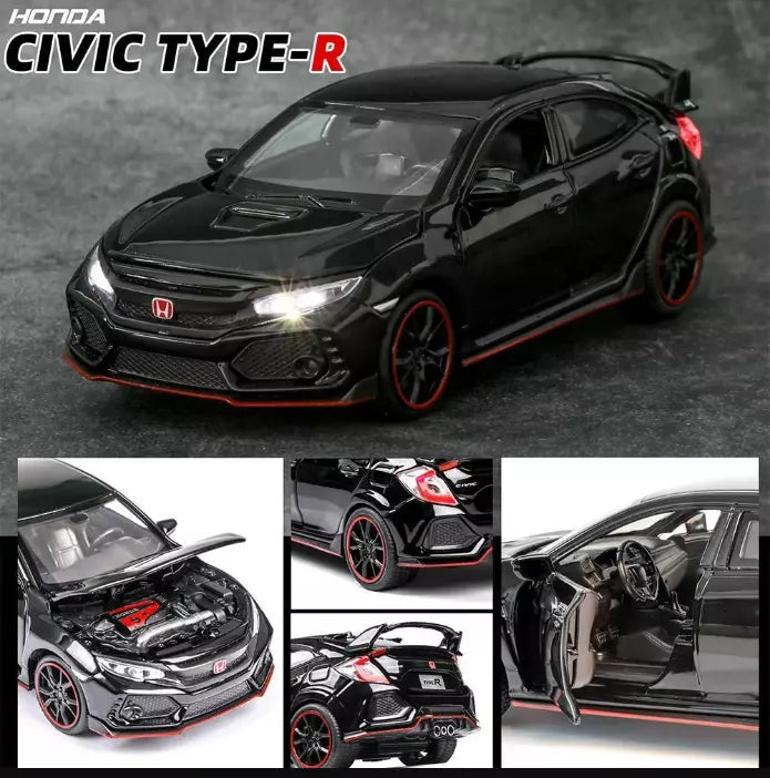 ARNIYAVALA 1:32 Scale Civic Type R Diecast Alloy Metal Pull Back Toy Car π, with Openable Doors πͺ, Music πΆ, Sound π, and Light π‘ Effects