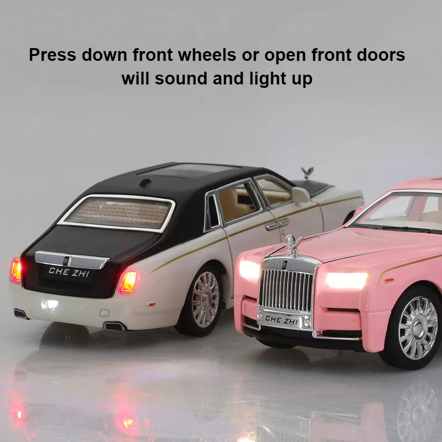 ARNIYAVALA 1:32 Scale Rolls Royce Phantom Diecast Metal Pull Back Toy Car with Openable Doors, Sound & Light Effects