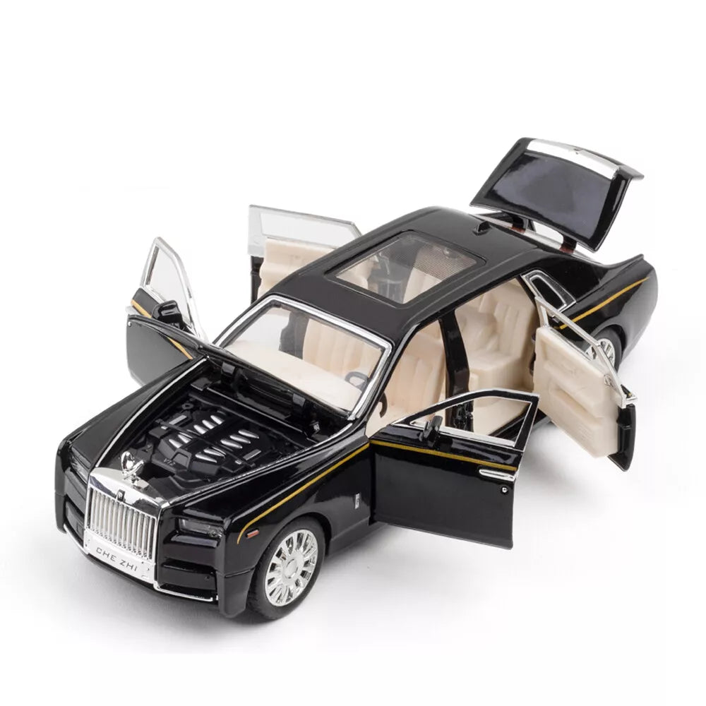 ARNIYAVALA 1:32 Scale Rolls Royce Phantom Diecast Metal Pull Back Toy Car with Openable Doors, Sound & Light Effects